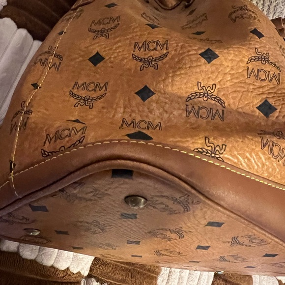 MCM Cognac Visetos Drawstring Bucket Bag - Picture 8 of 14